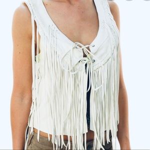 Women's Fringe Vest Cream | True Religion Brand